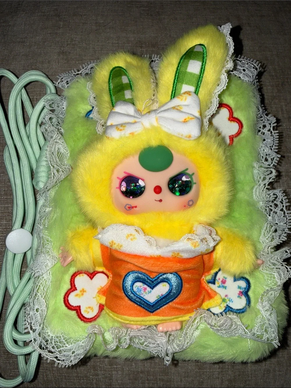 Baby three zipYellow Bunny Plush Kids Crossbody bag
